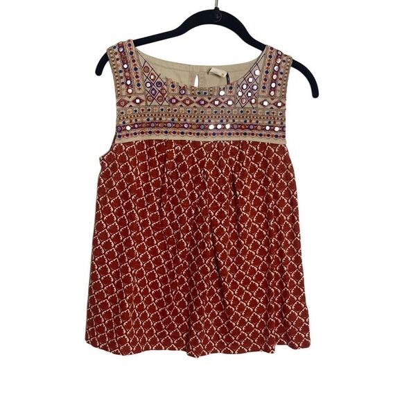 Anthropologie Akemi + Kin Eivy Embroidered Embellished Sleeveless Top Small - Picture 3 of 8